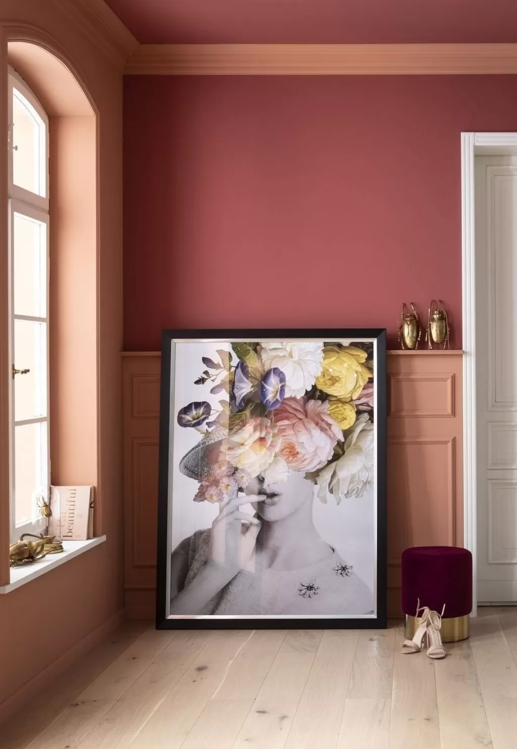 Tableau Décoratif « Flower Lady » aux Tons Pastels - Création KARE Design - Format 117x154 cm
