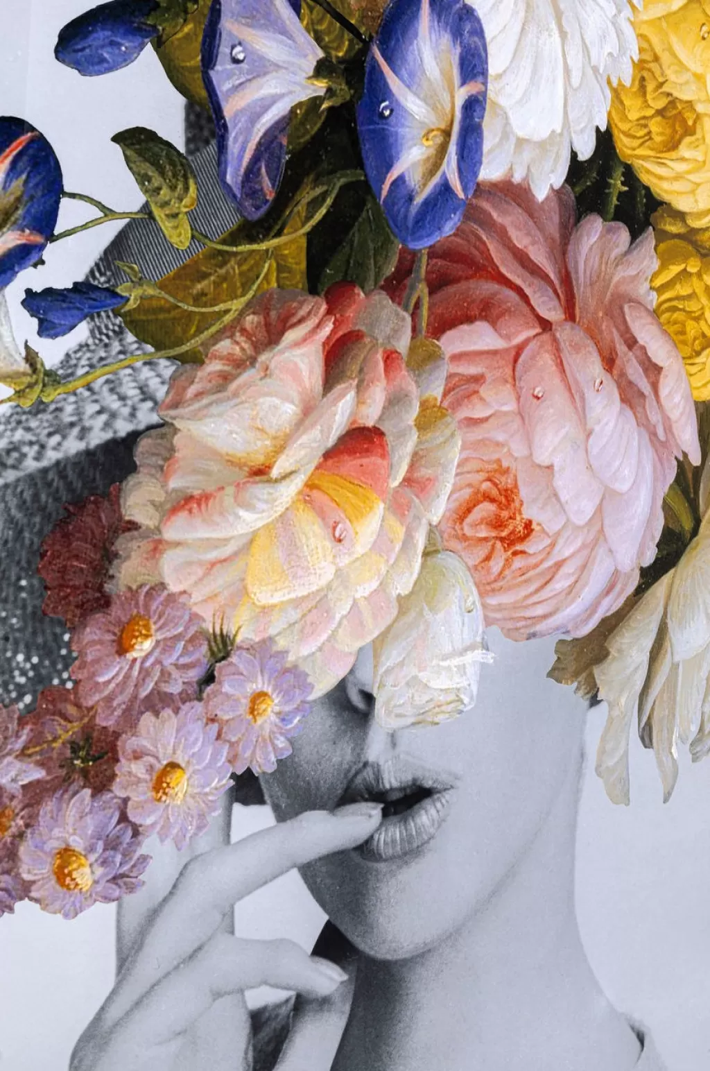 Tableau Décoratif « Flower Lady » aux Tons Pastels - Création KARE Design - Format 117x154 cm