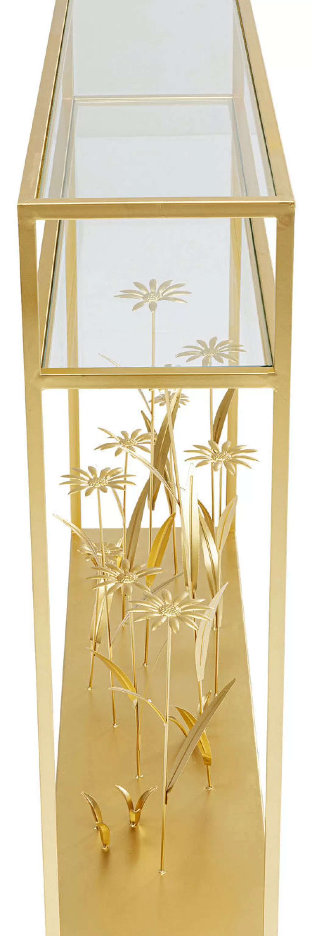 Console Design 'Champ Fleuri' par Kare - Table d'Appoint Dorée 100cm - Élégance Naturelle pour Intérieur Contemporain