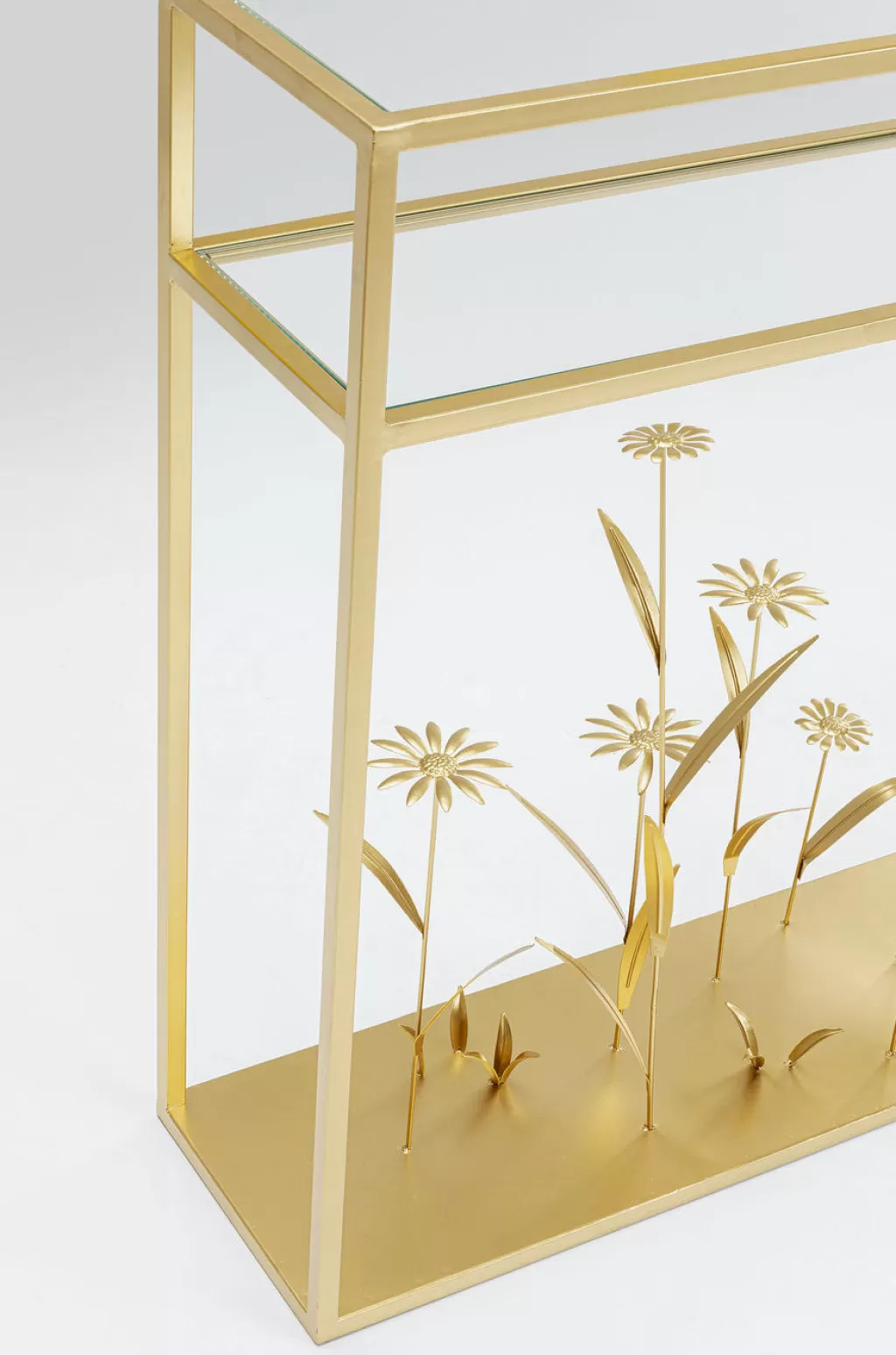 Console Design 'Champ Fleuri' par Kare - Table d'Appoint Dorée 100cm - Élégance Naturelle pour Intérieur Contemporain