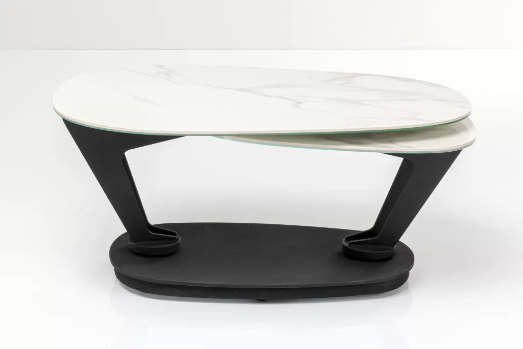 Table basse design Franklin par KARE - Blanc pur, dimensions 150 x 58 cm
