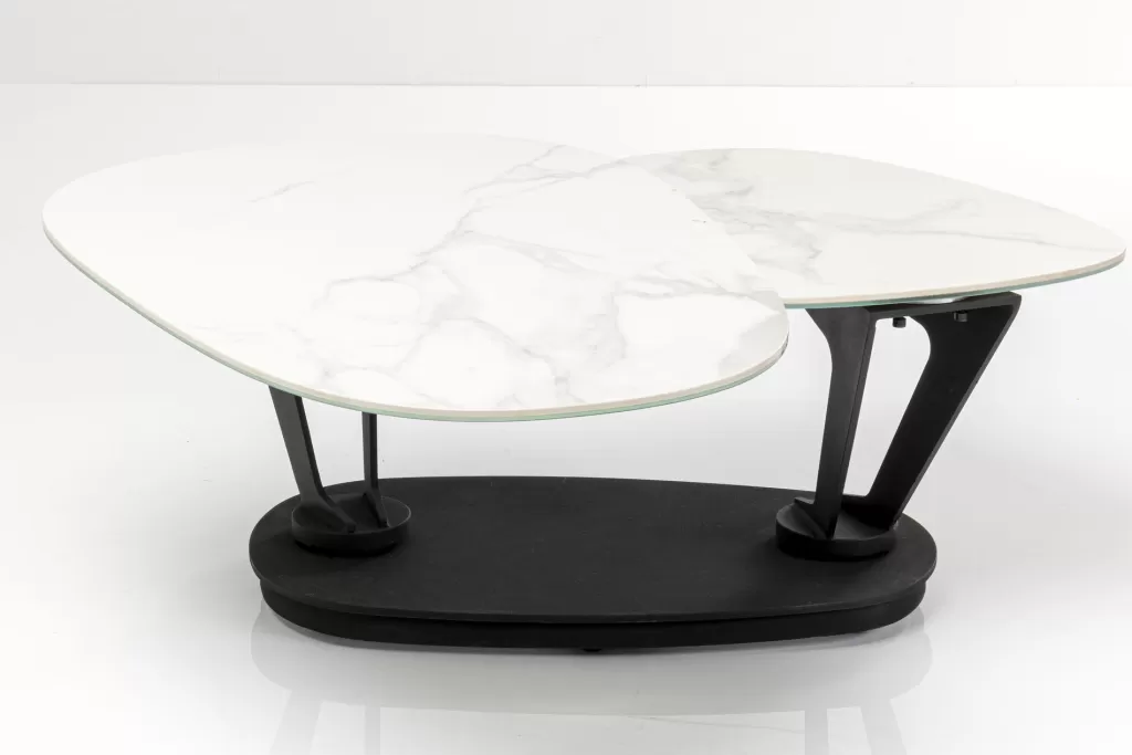 Table basse design Franklin par KARE - Blanc pur, dimensions 150 x 58 cm