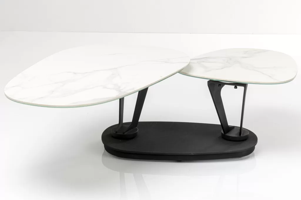 Table basse design Franklin par KARE - Blanc pur, dimensions 150 x 58 cm