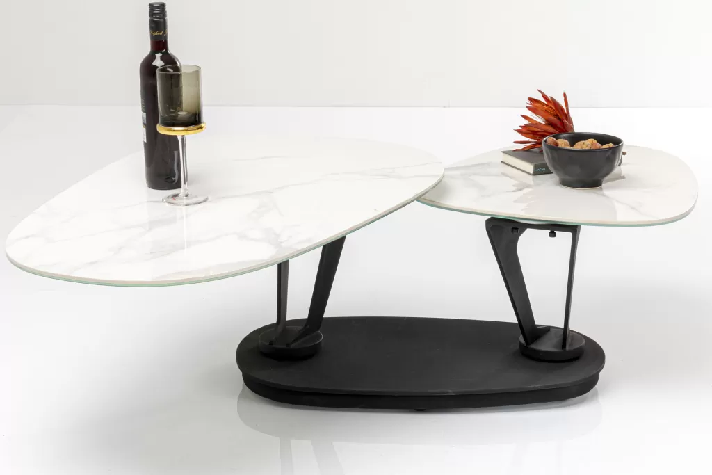 Table basse design Franklin par KARE - Blanc pur, dimensions 150 x 58 cm