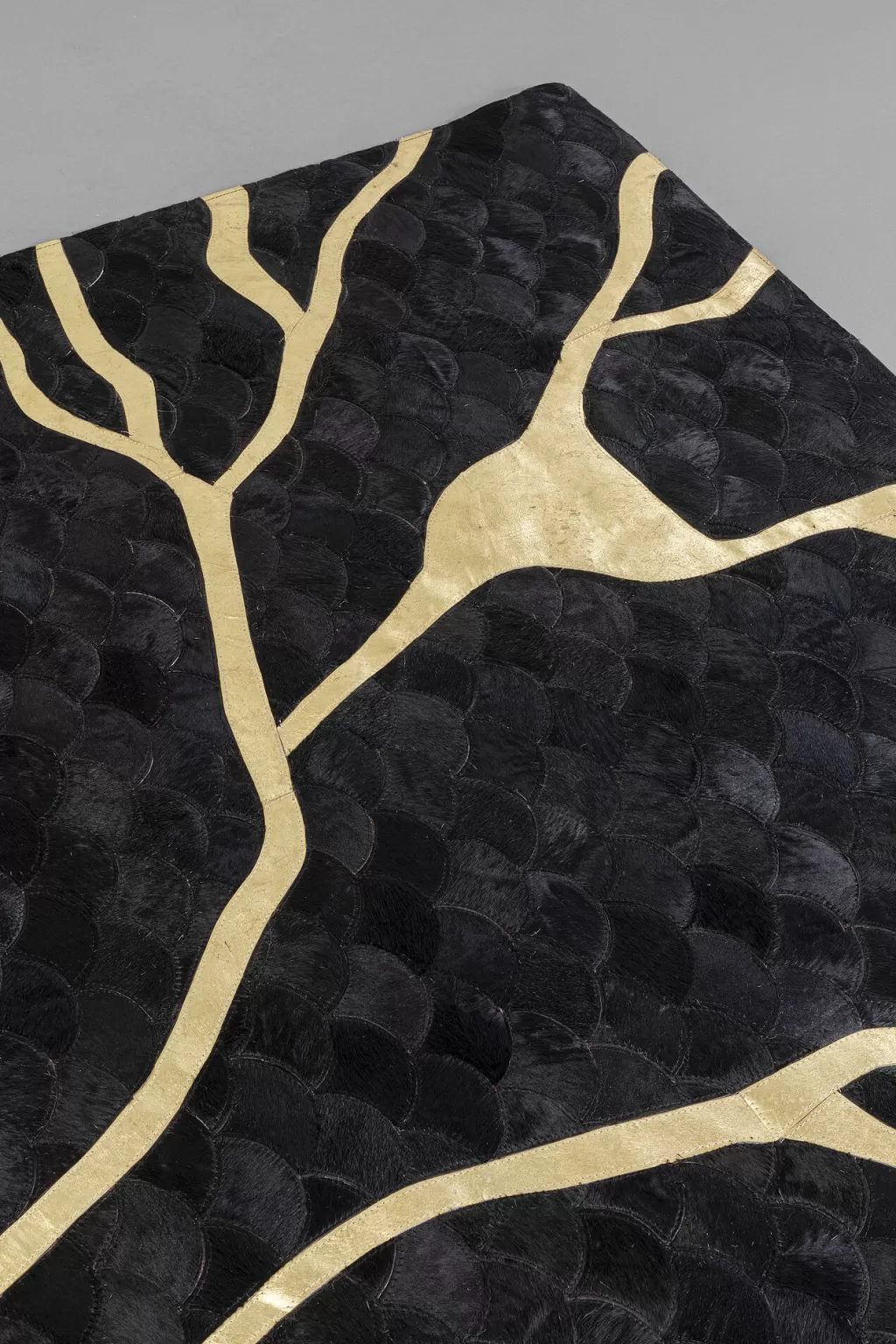 KARE Design - Tapis contemporain en cuir véritable noir 240x170 cm - Collection Fulmine Matto