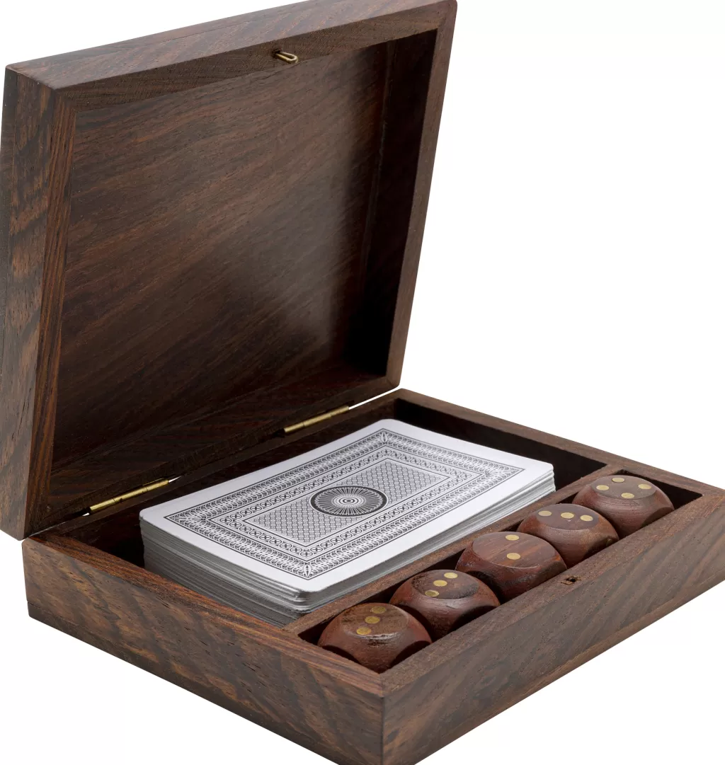 Boîte à cartes décorative Gamble en bois - Ensemble de 7 pièces design par KARE pour jeux de société