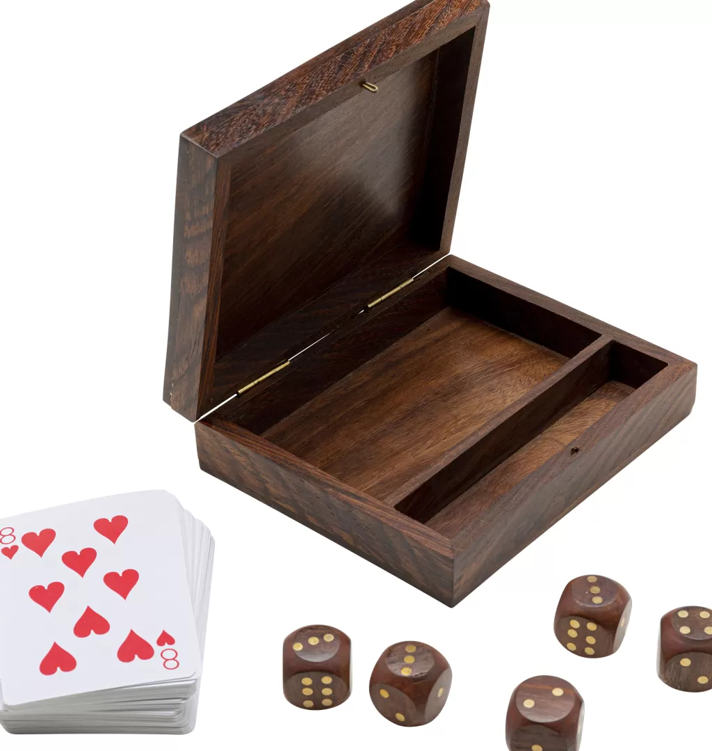 Boîte à cartes décorative Gamble en bois - Ensemble de 7 pièces design par KARE pour jeux de société