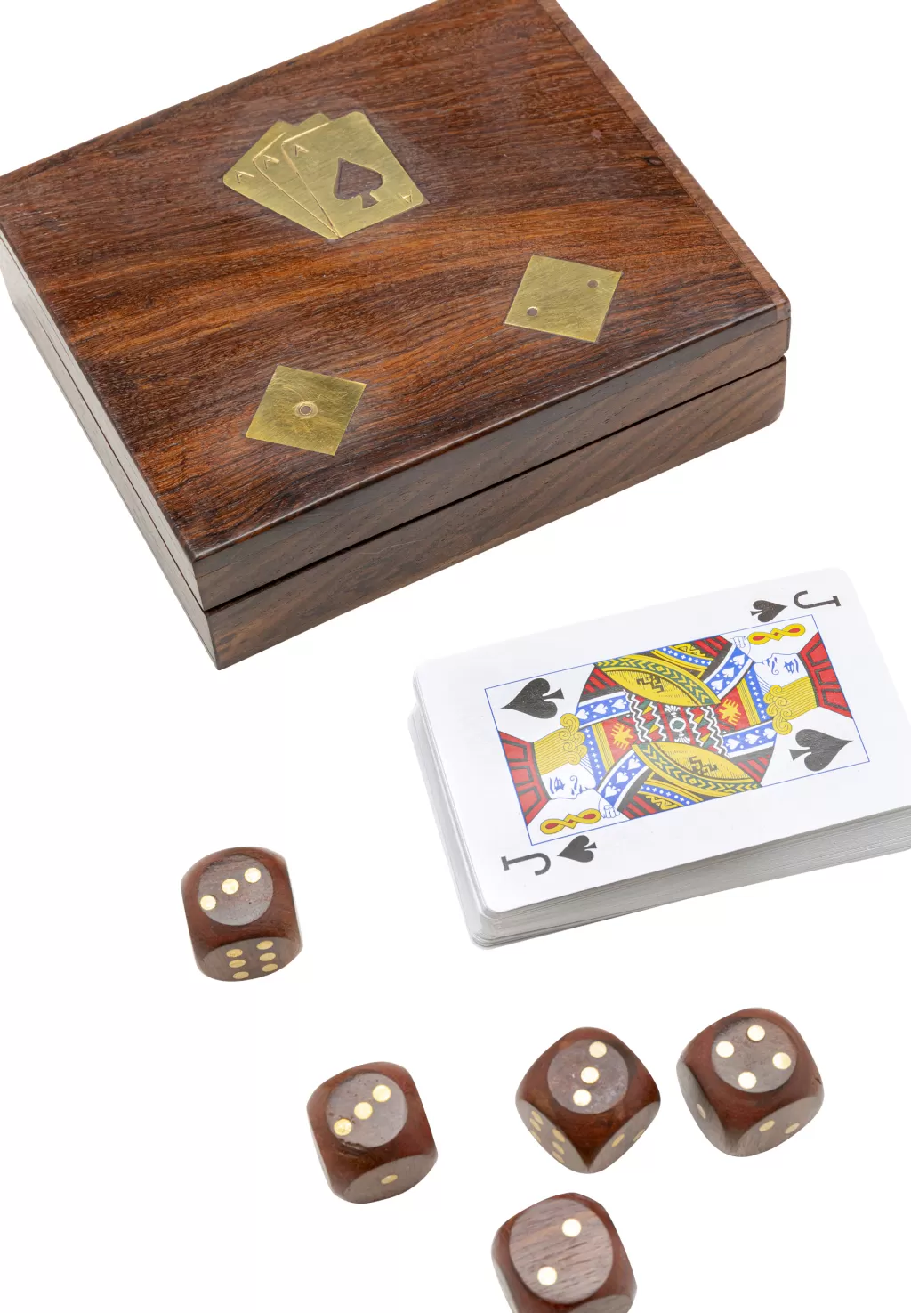 Boîte à cartes décorative Gamble en bois - Ensemble de 7 pièces design par KARE pour jeux de société