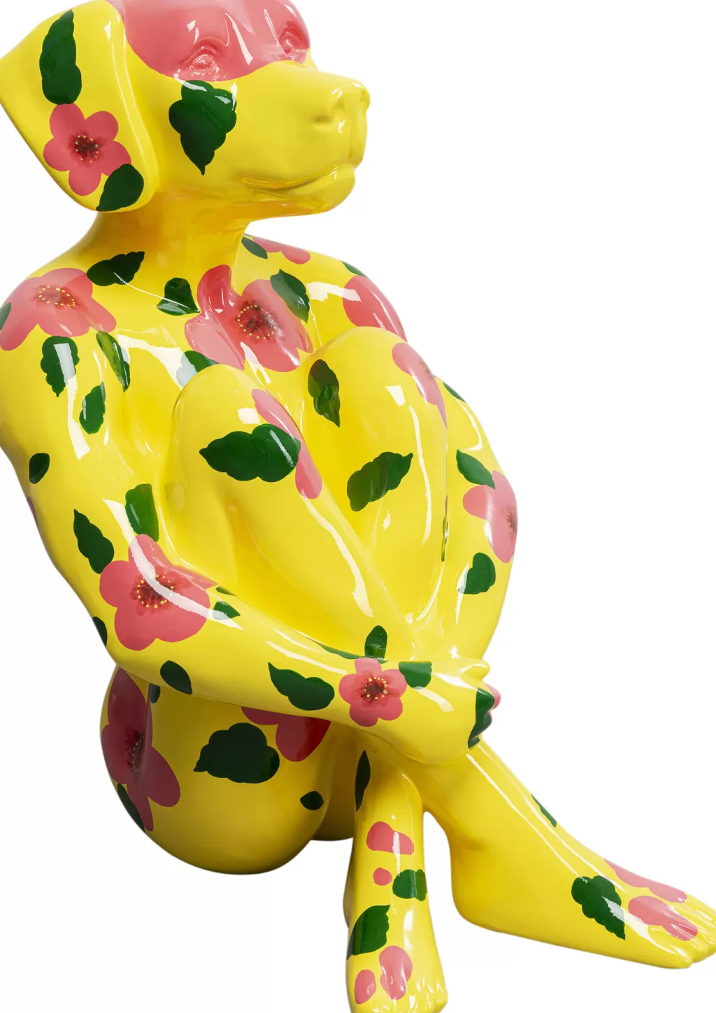 Figurine décorative Chien Gangster style urbain décalé - Sculpture contemporaine sur pied jaune vif 80 cm - Création exclusive KARE Design pour un intérieur audacieux