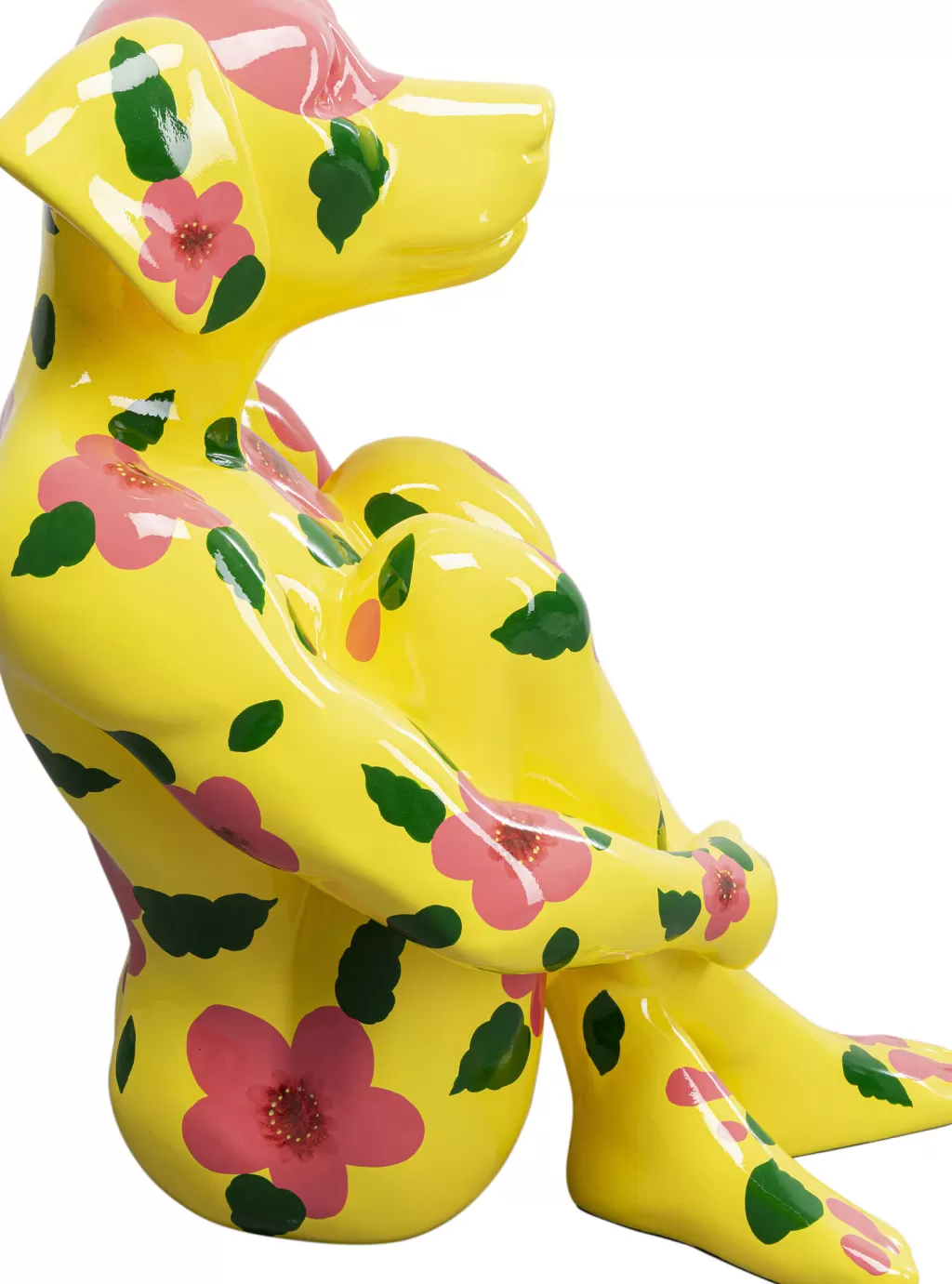 Figurine décorative Chien Gangster style urbain décalé - Sculpture contemporaine sur pied jaune vif 80 cm - Création exclusive KARE Design pour un intérieur audacieux