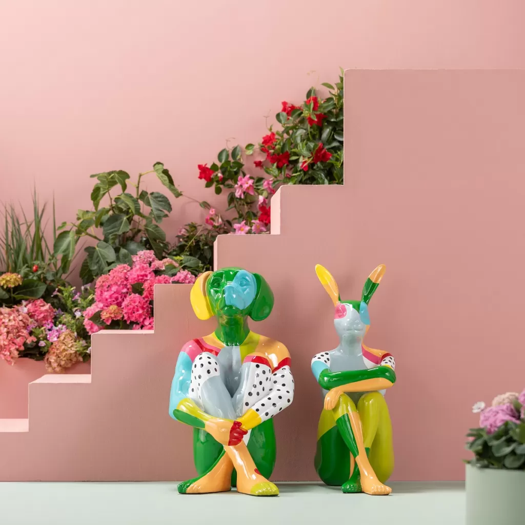 KARE Design - Lapin Décoratif Rebelle Multicolore 