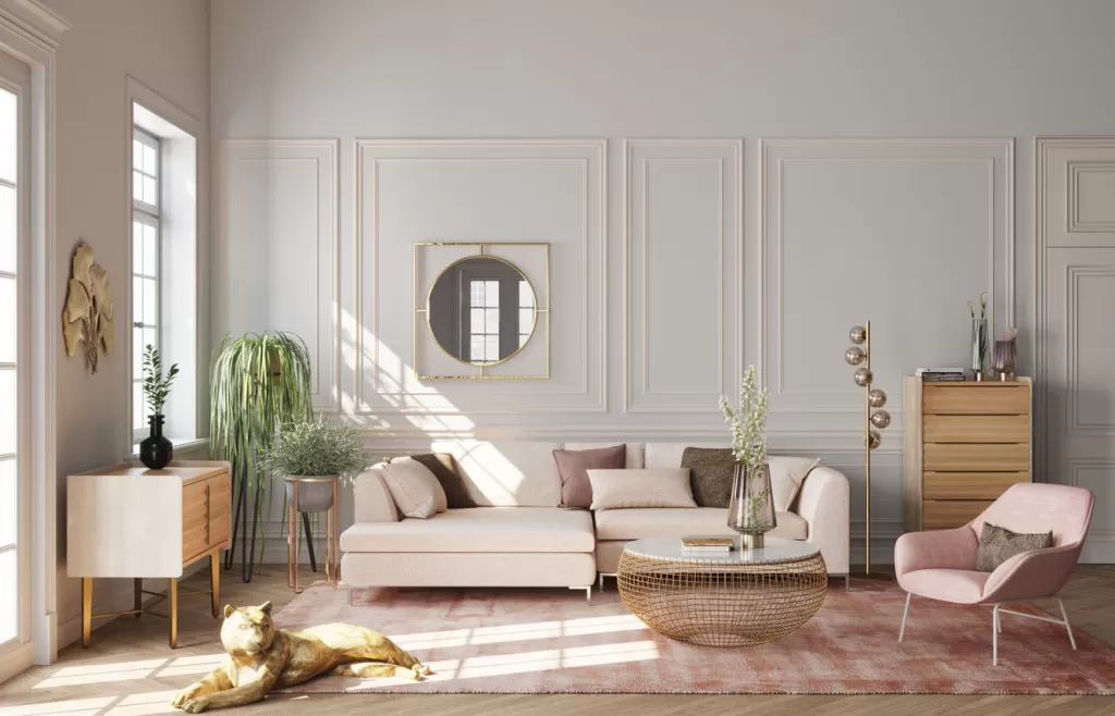 Canapé d'angle design Gianni crème par KARE - Modèle gauche, élégance intemporelle pour votre salon