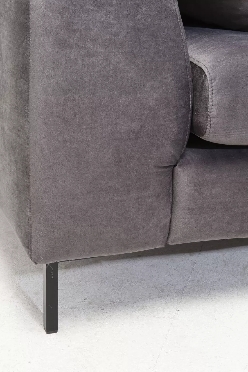 Canapé d'angle velours Gianni par KARE Design - Gris anthracite & Noir intense, Modèle droit