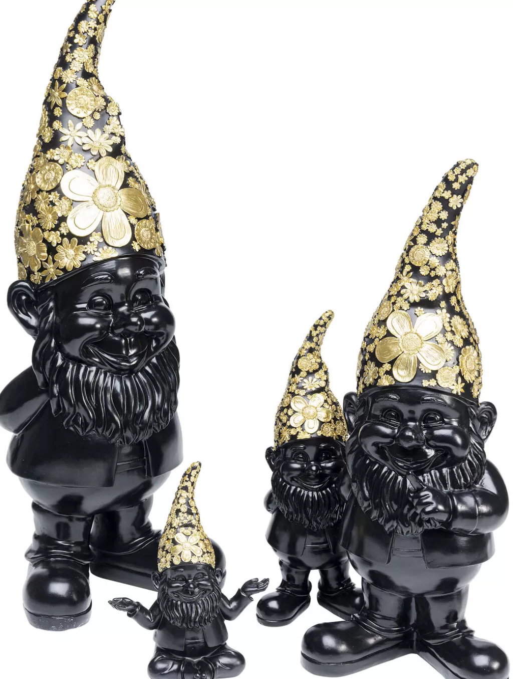 Gnome de Méditation Lutin Design - Décoration Élégante Noir et Or 19 cm par KARE