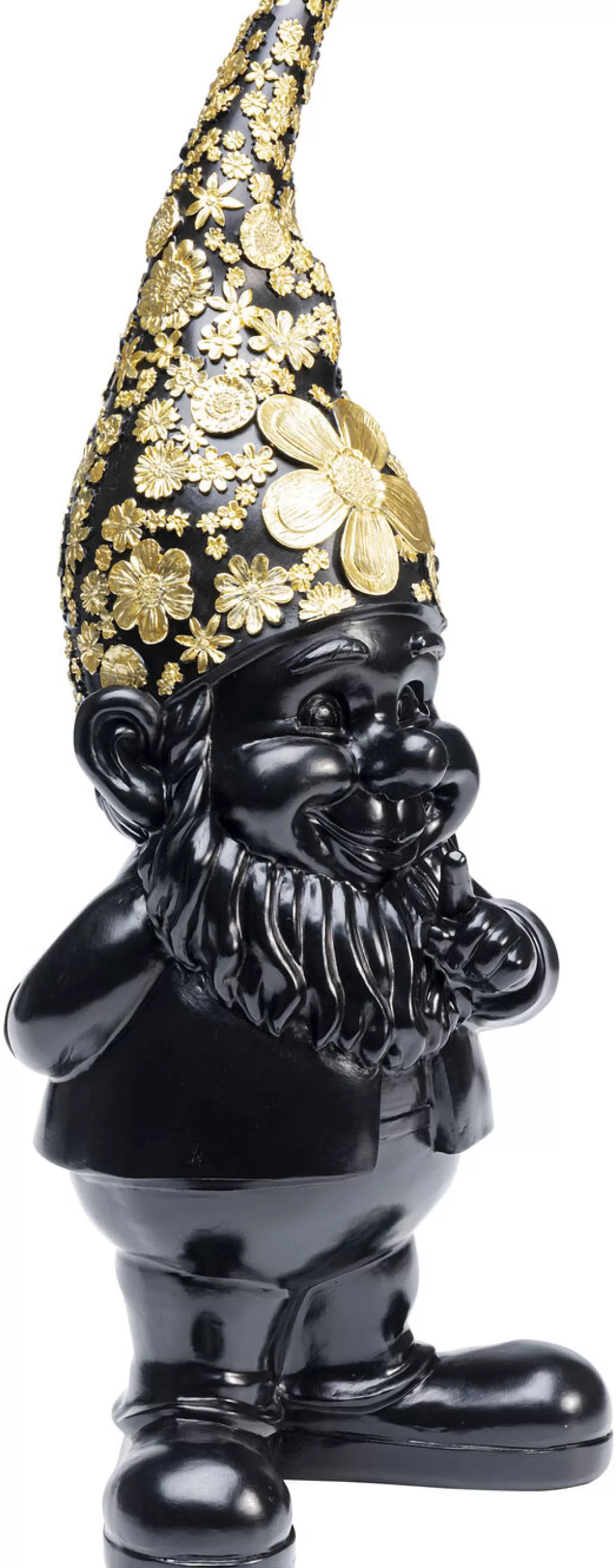 Nain de Jardin Élégant KARE Design - Figurine Décorative Moderne en Noir et Or, Hauteur 46 cm