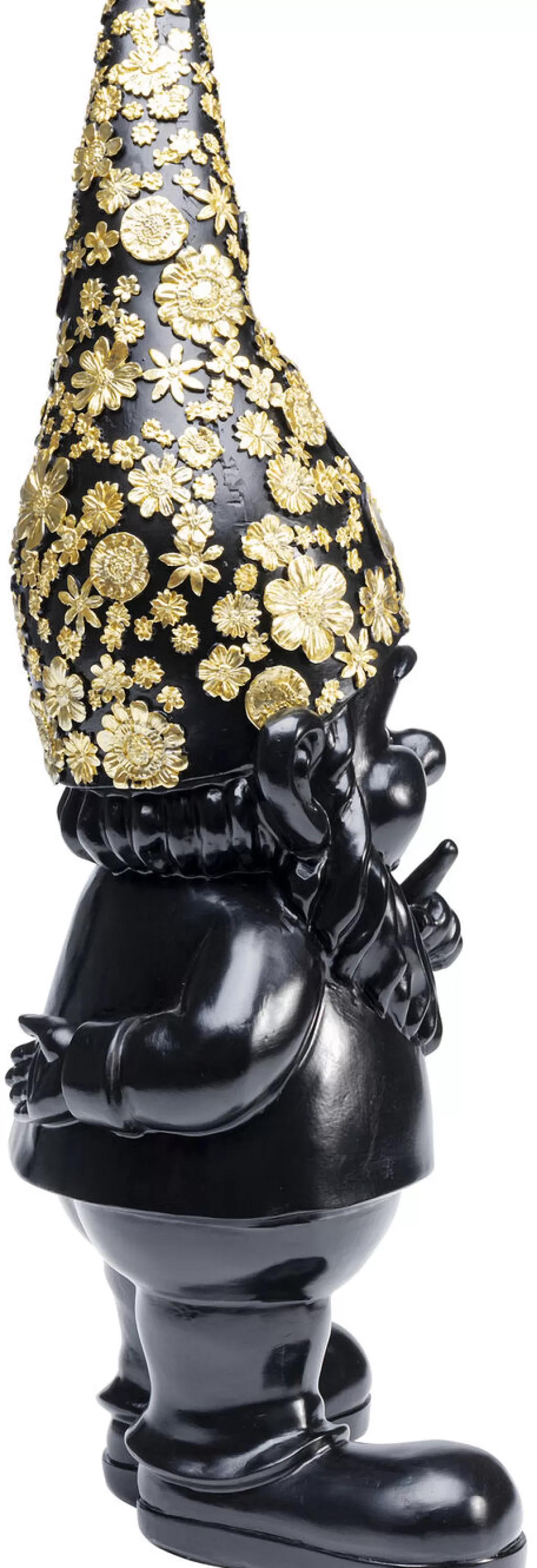 Nain de Jardin Élégant KARE Design - Figurine Décorative Moderne en Noir et Or, Hauteur 46 cm