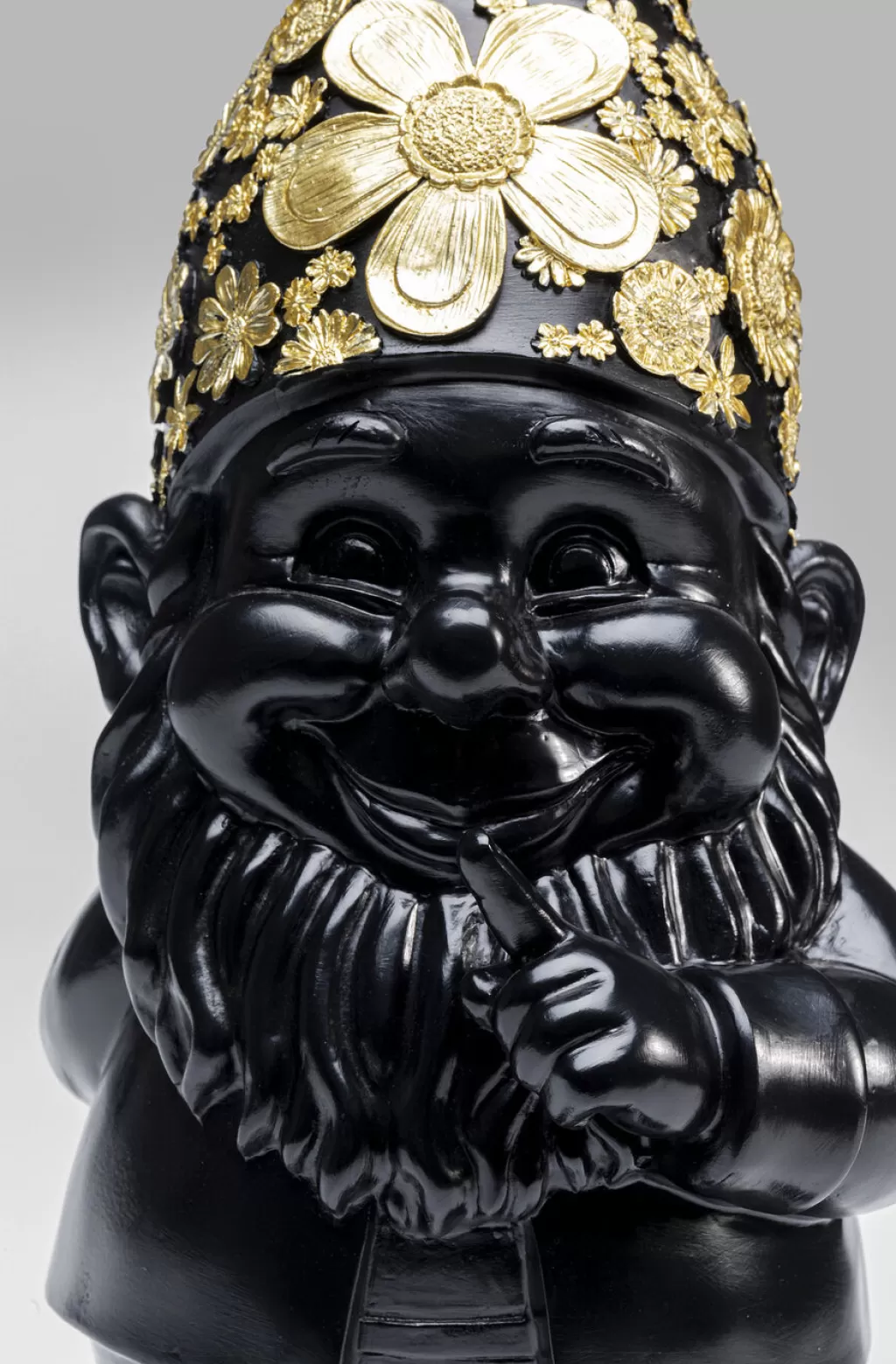 Nain de Jardin Élégant KARE Design - Figurine Décorative Moderne en Noir et Or, Hauteur 46 cm