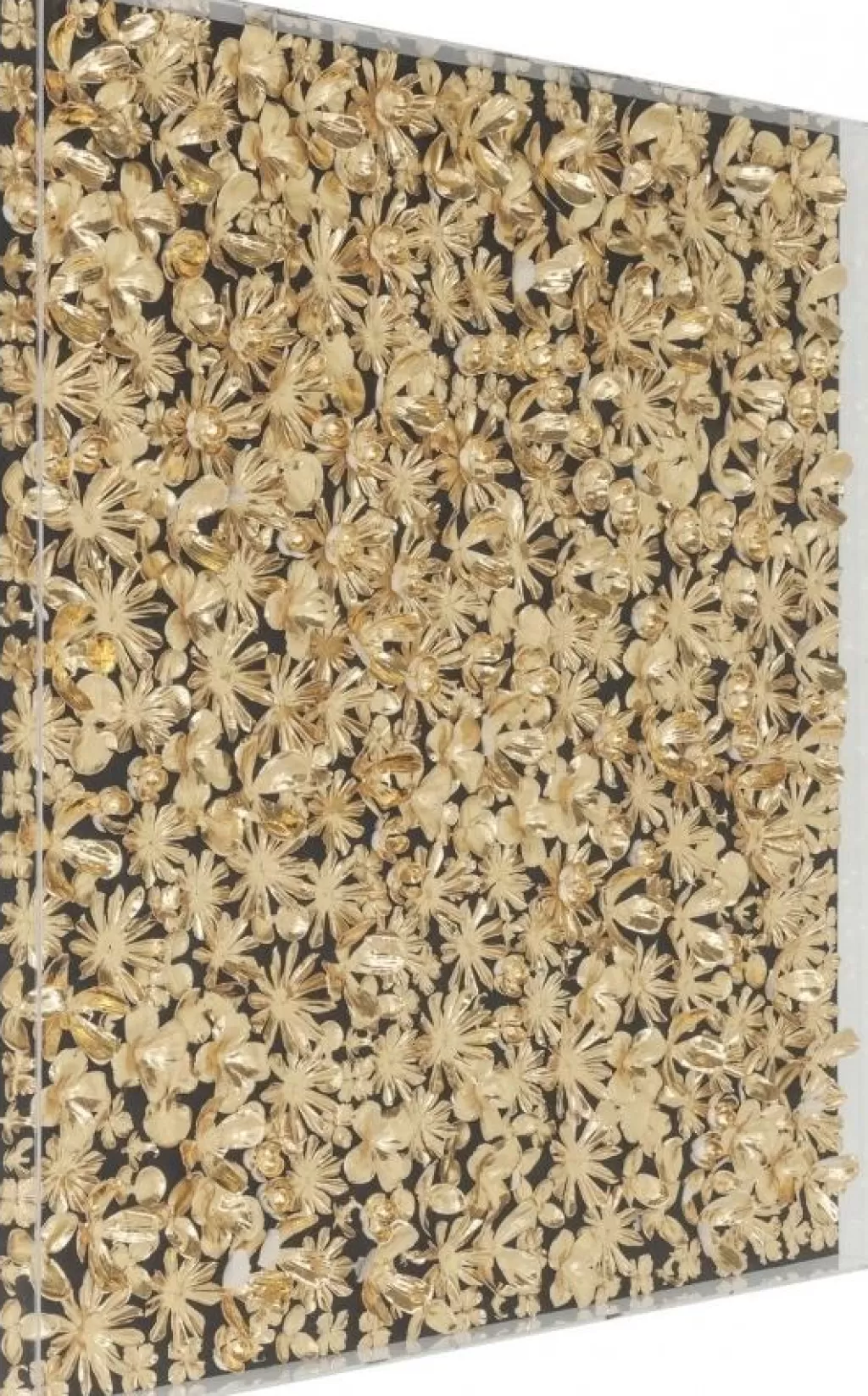 Tableau Décoratif Fleurs Dorées – Design Élégant par KARE, Format Carré 120 x 120 cm