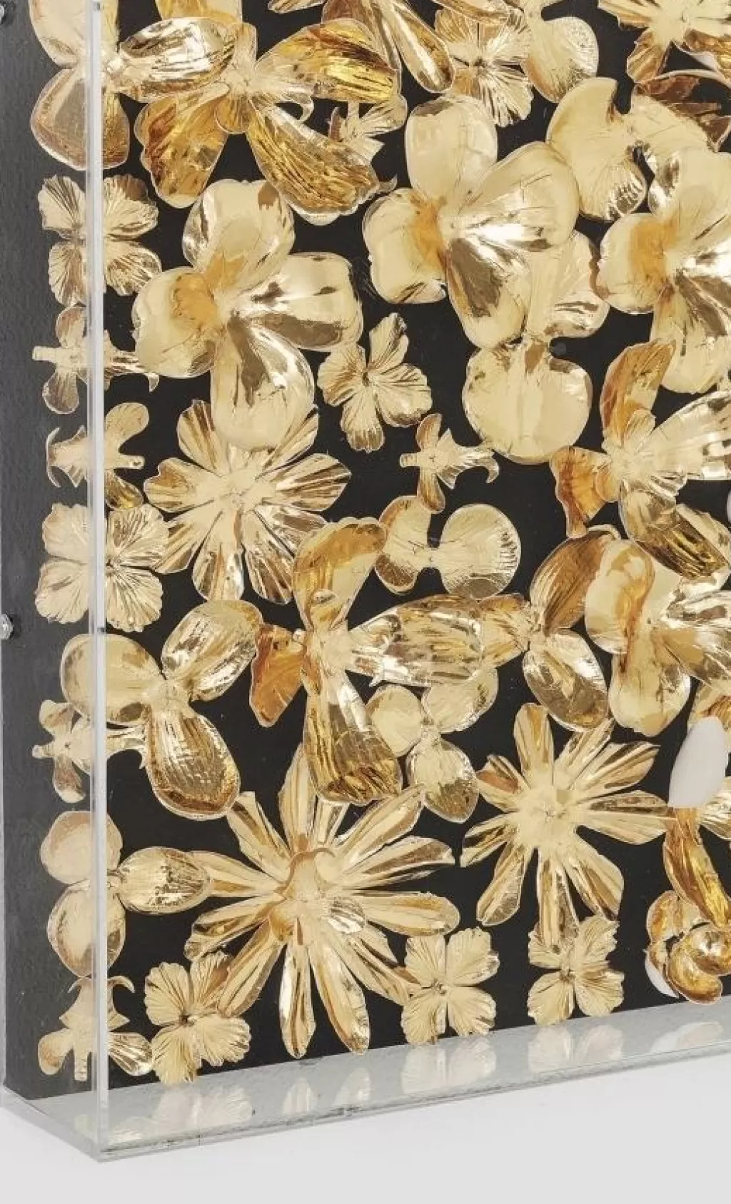 Tableau Décoratif Fleurs Dorées – Design Élégant par KARE, Format Carré 120 x 120 cm