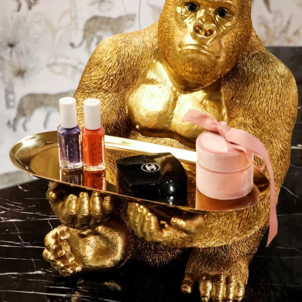 Sculpture Gorilla Butler - Statue Décorative Élégante 37 cm par KARE Design pour Ambiance Jungle Chic