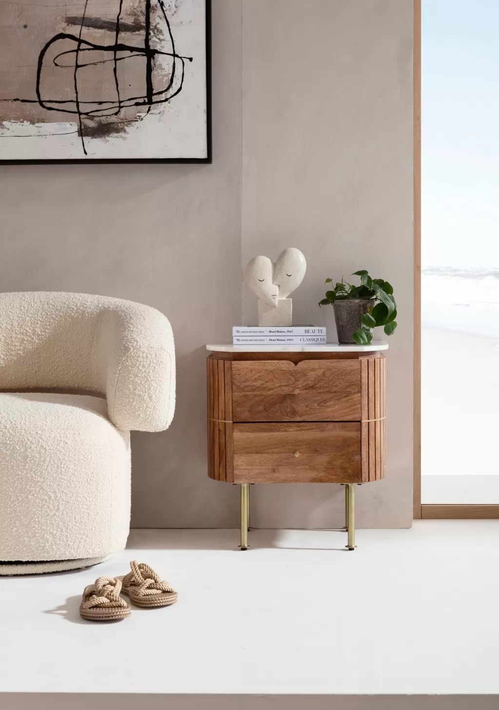 Table de Chevet Design Grace Compacte par KARE - Commode d'appoint Élégante 50 x 55 cm