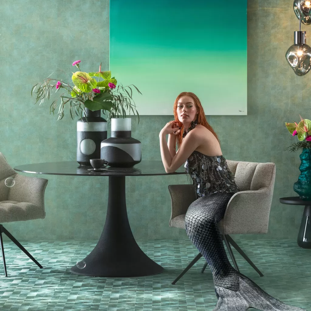 Table Ronde Élégante Grande Possibilita Bubble - Design Contemporain en Noir Diamètre 150 cm