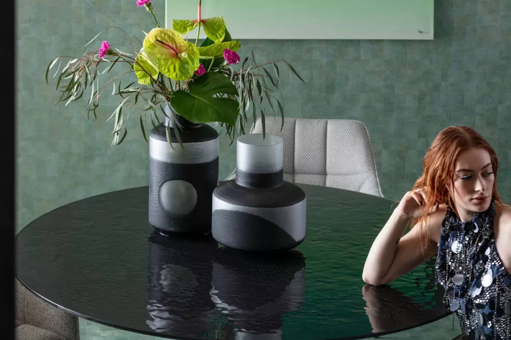 Table Ronde Élégante Grande Possibilita Bubble - Design Contemporain en Noir Diamètre 150 cm