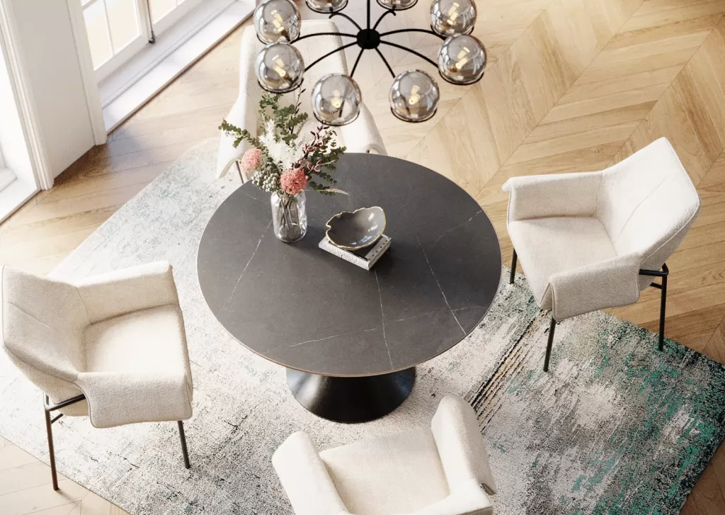 Table Ronde Élégante Grande Possibilita - KARE Design, Modèle Noir Sophistiqué Diamètre 1,20 m