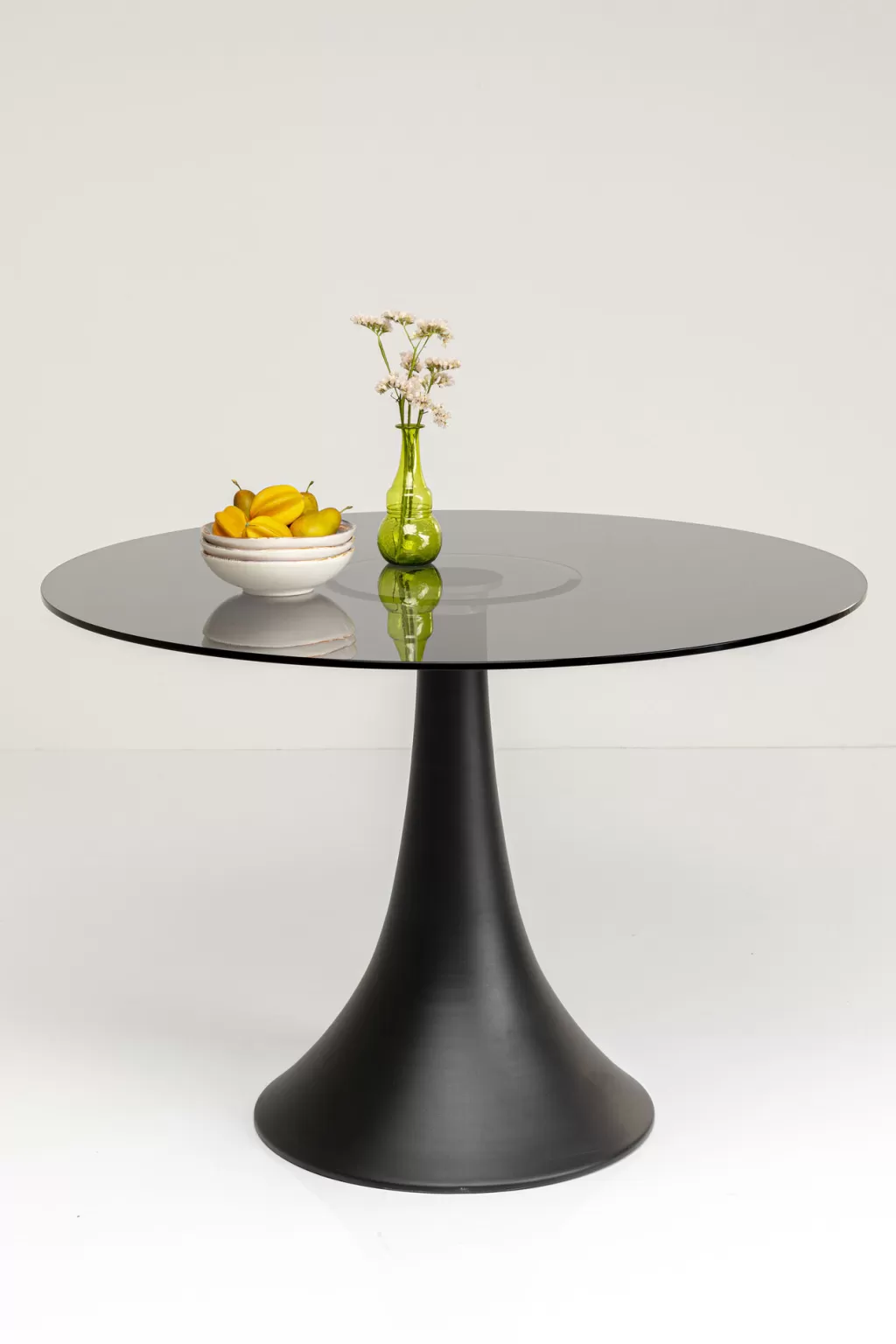 Table Ronde Design KARE Grande Possibilita - Plateau en Verre Fumé Élégante pour Salle à Manger - Diamètre 110 cm