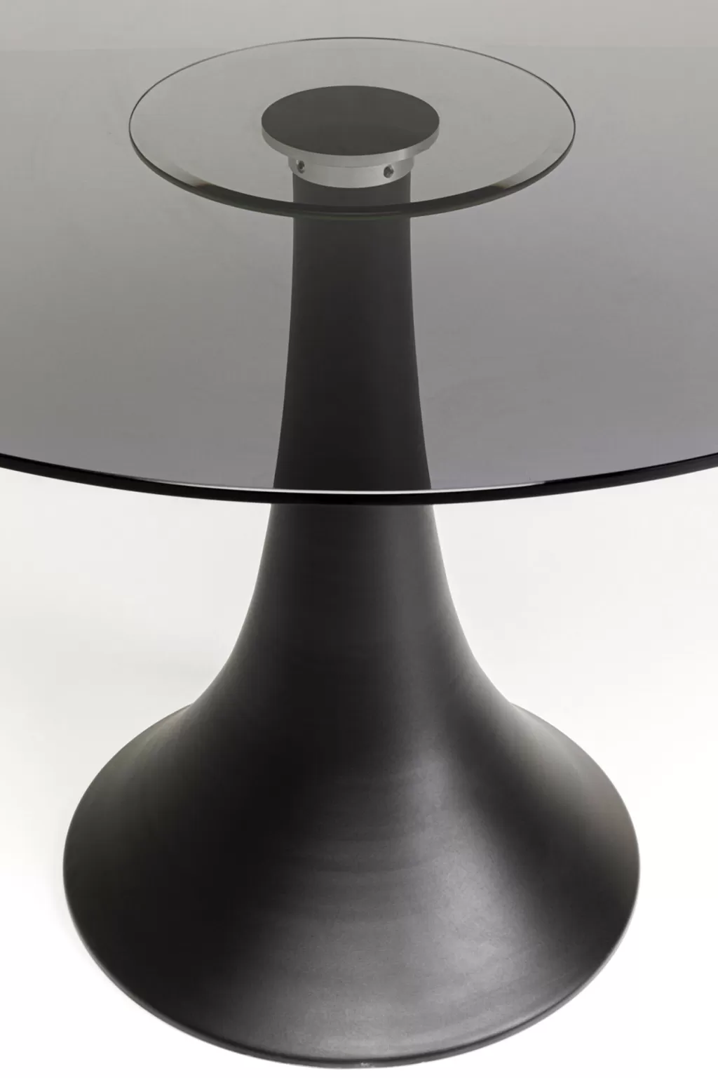 Table Ronde Design KARE Grande Possibilita - Plateau en Verre Fumé Élégante pour Salle à Manger - Diamètre 110 cm