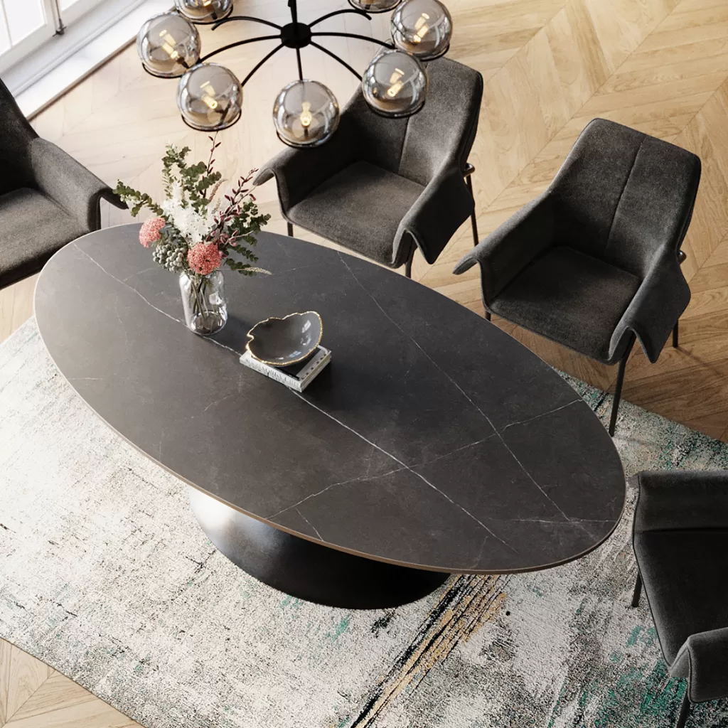Table design contemporain Grande Possibilita - Noir, Dimensions généreuses 220 x 120 cm - KARE Design