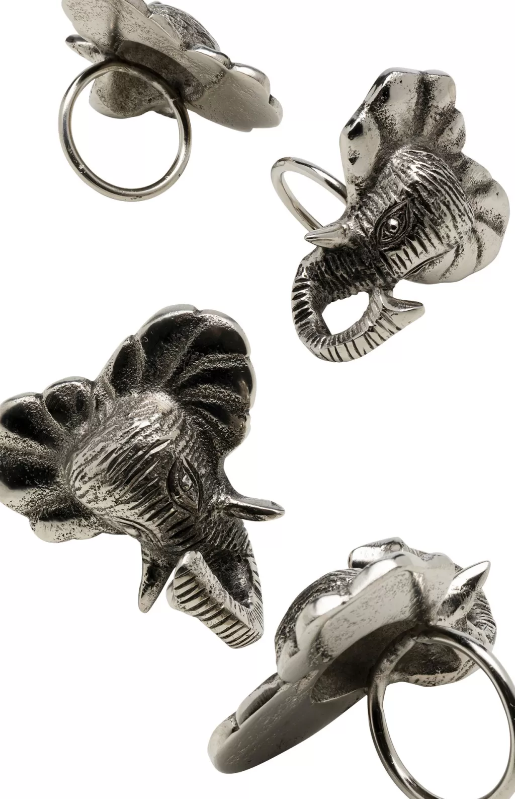 KARE Design : Ronds de Serviette Éléphants Rigolos - Lot de 4 Pièces Décoratives pour Table Élégante | Décoration Culinaire Amusante avec Animaux