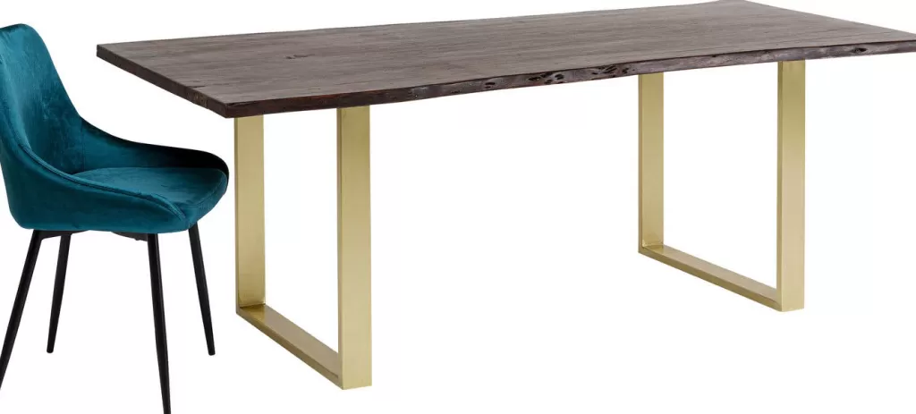 Table design Harmony Noir - Finition laiton vieilli, format XL 180x90 cm - Collection KARE