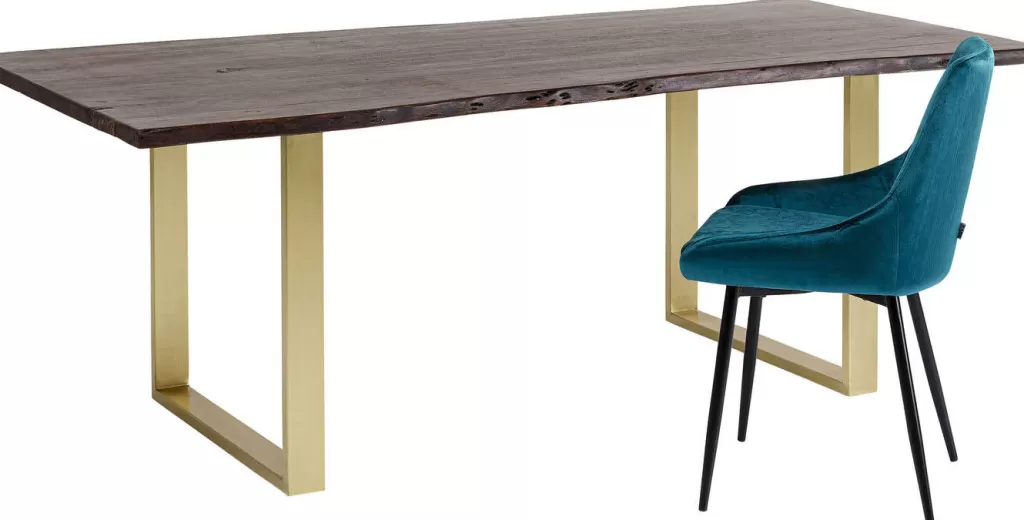 Table design Harmony Noir - Finition laiton vieilli, format XL 180x90 cm - Collection KARE