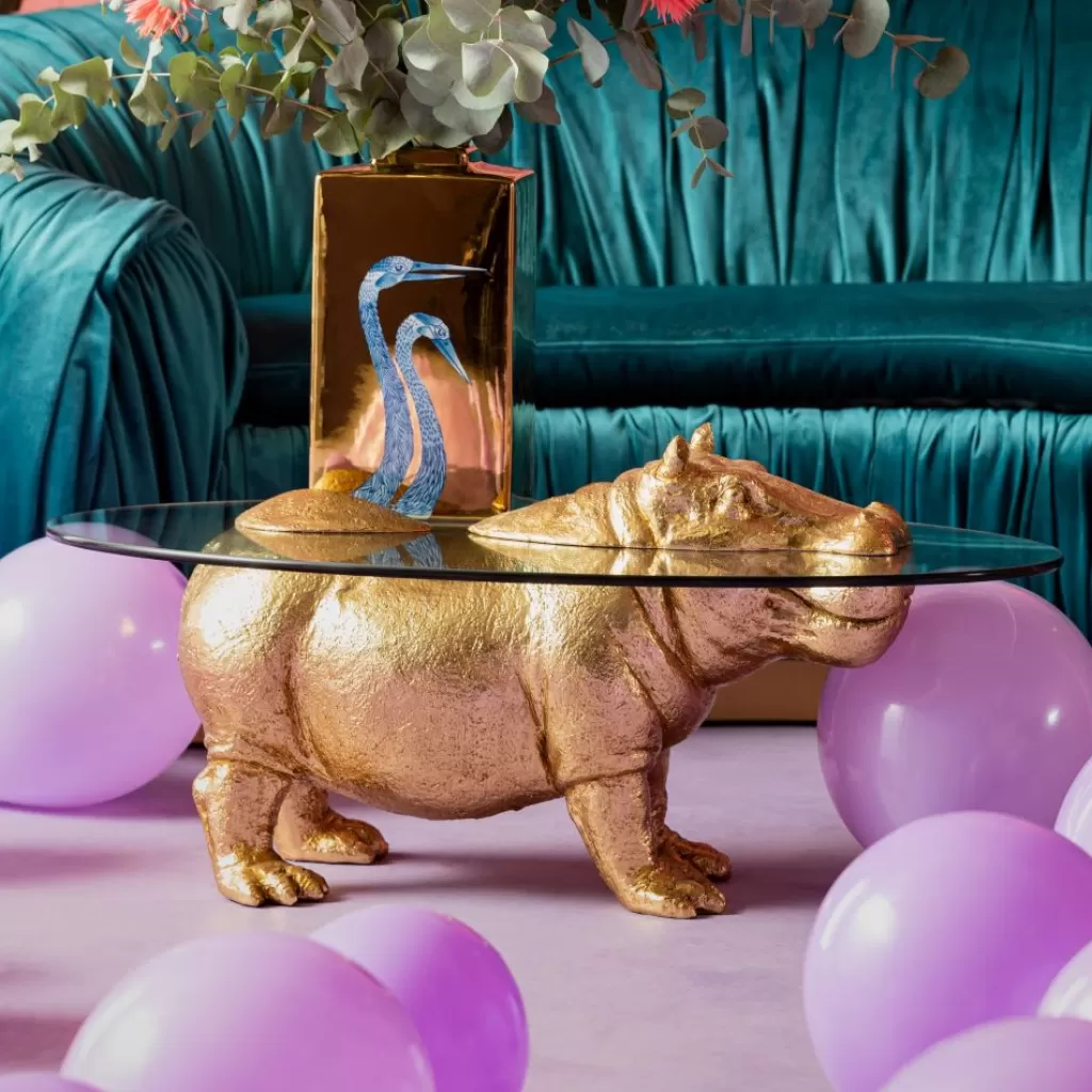 Table basale design moderne Hippopotame en bois massif - KARE Design, Dimensions 80x49 cm, couleur naturelle idéale pour salon contemporain