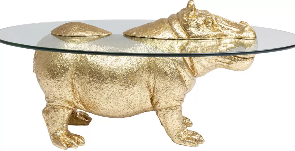 Table basale design moderne Hippopotame en bois massif - KARE Design, Dimensions 80x49 cm, couleur naturelle idéale pour salon contemporain