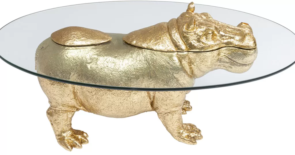 Table basale design moderne Hippopotame en bois massif - KARE Design, Dimensions 80x49 cm, couleur naturelle idéale pour salon contemporain