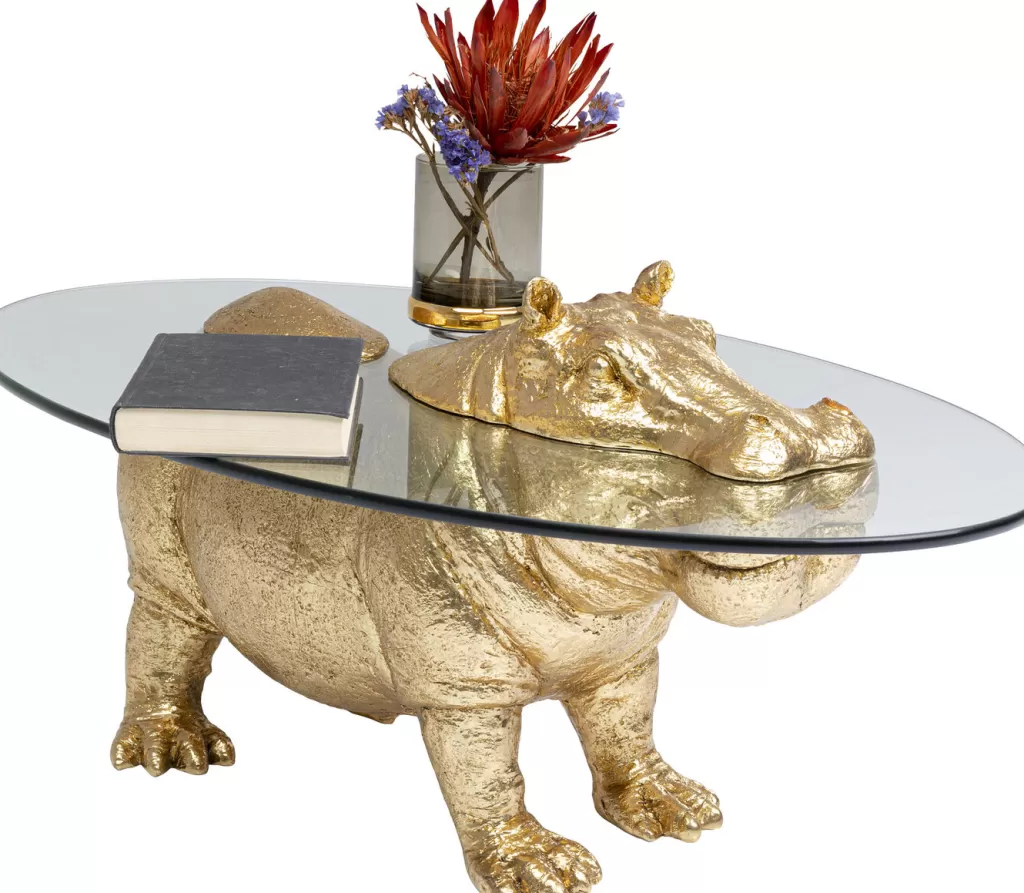 Table basale design moderne Hippopotame en bois massif - KARE Design, Dimensions 80x49 cm, couleur naturelle idéale pour salon contemporain