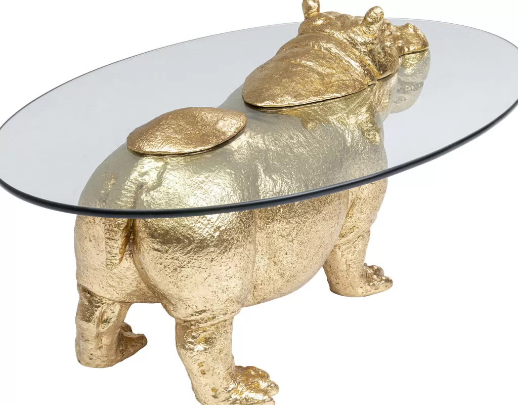 Table basale design moderne Hippopotame en bois massif - KARE Design, Dimensions 80x49 cm, couleur naturelle idéale pour salon contemporain