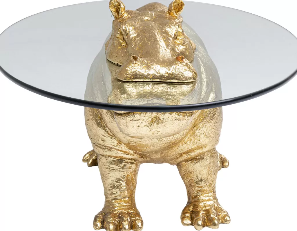 Table basale design moderne Hippopotame en bois massif - KARE Design, Dimensions 80x49 cm, couleur naturelle idéale pour salon contemporain