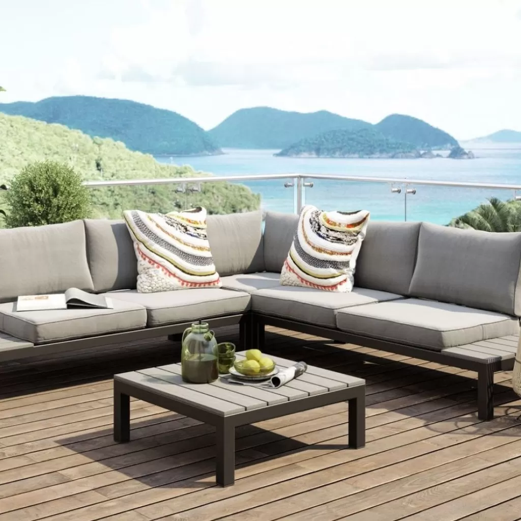 Canapés d'extérieur élégants | Ensemble salon KARE Design Holiday Noir (4 éléments) - Mobilier de jardin haut de gamme avec design contemporain