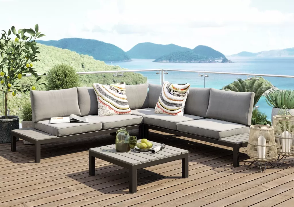 Canapés d'extérieur élégants | Ensemble salon KARE Design Holiday Noir (4 éléments) - Mobilier de jardin haut de gamme avec design contemporain
