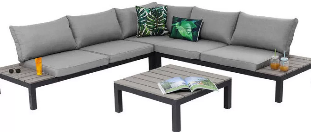 Canapés d'extérieur élégants | Ensemble salon KARE Design Holiday Noir (4 éléments) - Mobilier de jardin haut de gamme avec design contemporain