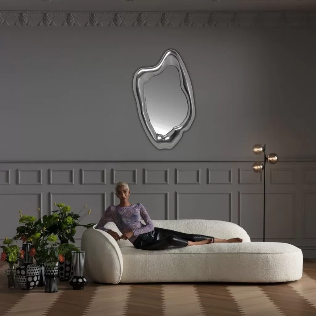 Miroir Holographique Moderne KARE - Design Futuriste en Finition Argenté 117 x 68 cm