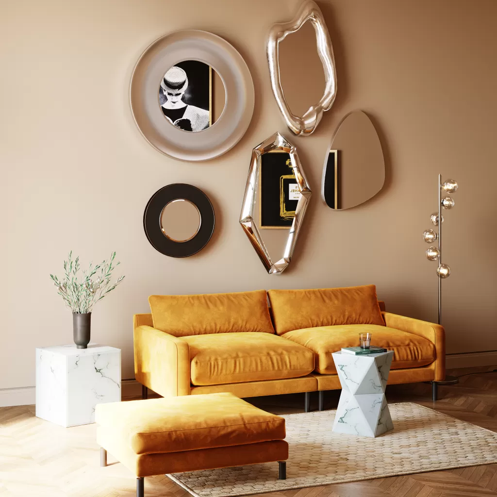 Miroir Holographique Moderne KARE - Design Futuriste en Finition Argenté 117 x 68 cm