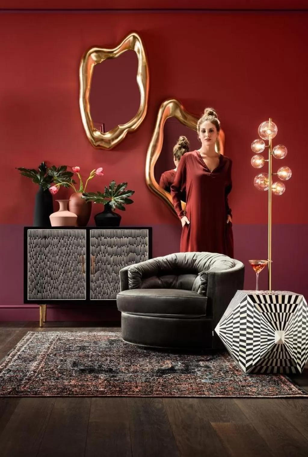 Miroir Captivant à Effet Holographique Doré - Collection Édition Exclusif KARE (117 x 68 cm)