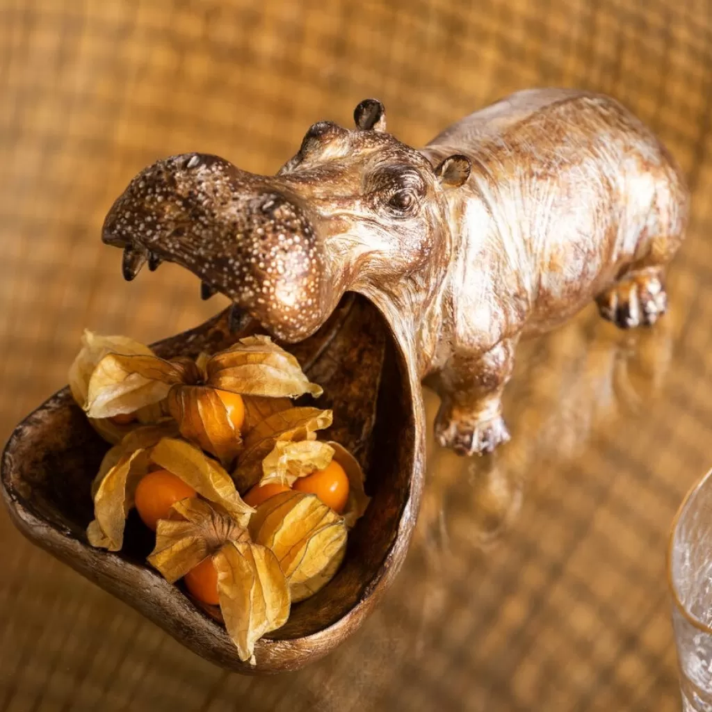 Hippo Affamé - Figurine décorative originale Hippopotame 27 cm de haut par KARE Design, idéale pour une déco d'intérieur moderne et décalée