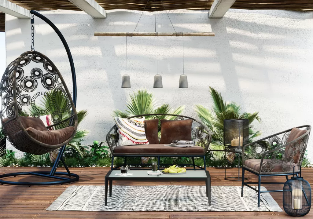Fauteuil suspendu design Ibiza Brun par KARE - Intemporel élégant, confort enveloppant et style méditerranéen raffiné