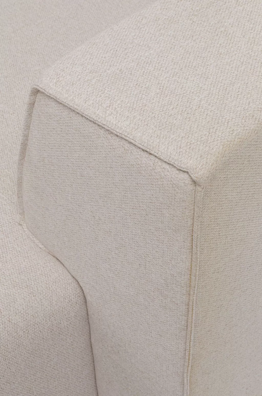 Canapé d'angle design Infinity en velours - Nuance crème, Modèle droit pour votre salon élégant