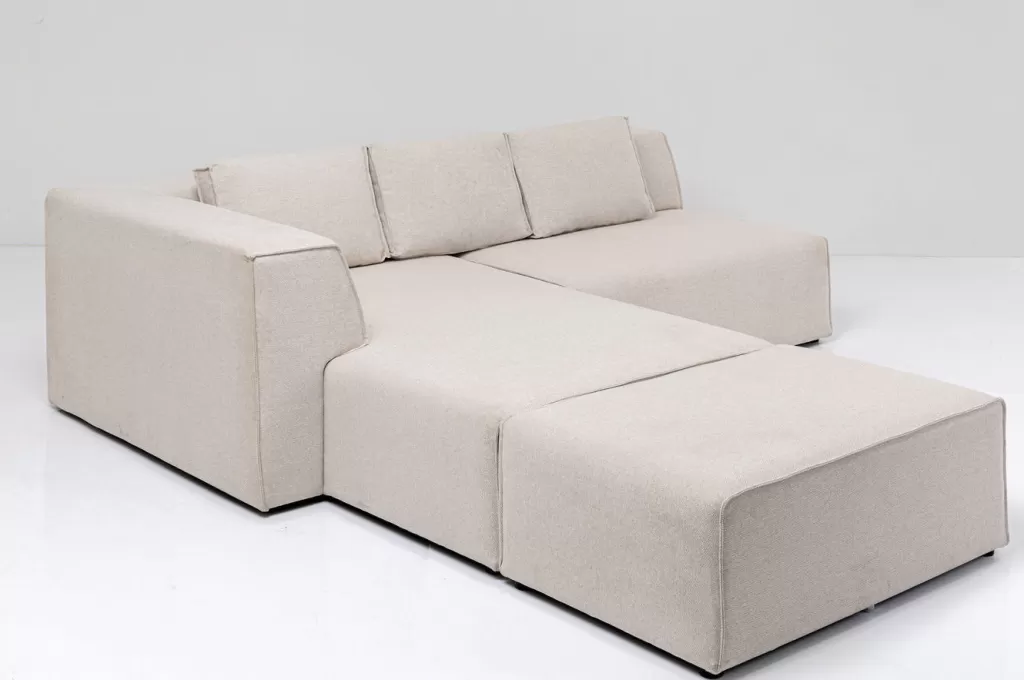 Canapé d'angle Infinity design scandinave - Modèle gauche en tissu crème velouté, collection élégante KARE